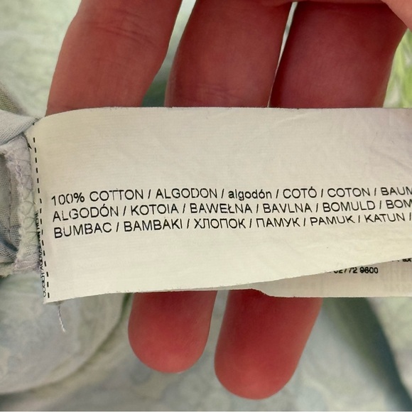 MNG Floral Cross Back Mini Dress 100% Cotton Blue Green SZ XL built in bandeau - Picture 6 of 8